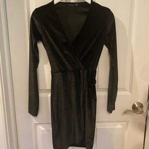 Black velvet boohoo mini dress